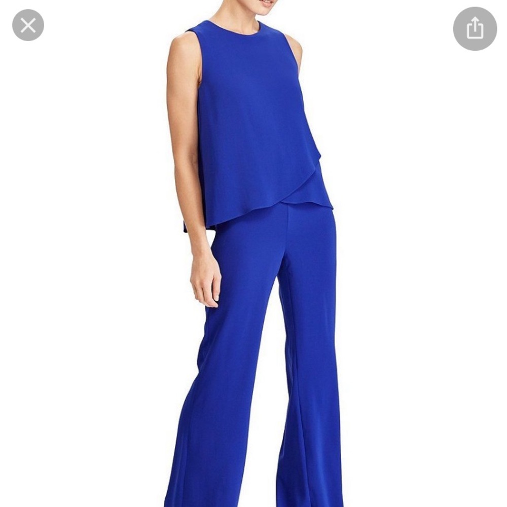 Lauren Ralph Lauren Crepe Overlay Jumpsuit